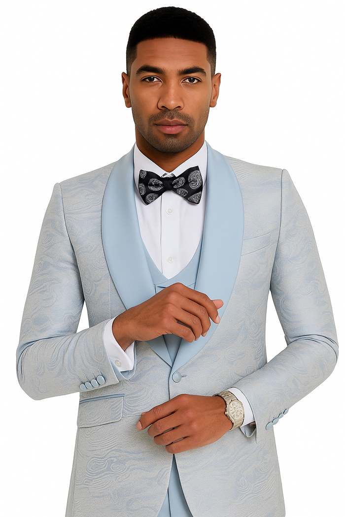 Blue Tuxedo Suit with Double-Breasted Vest by Tazzio