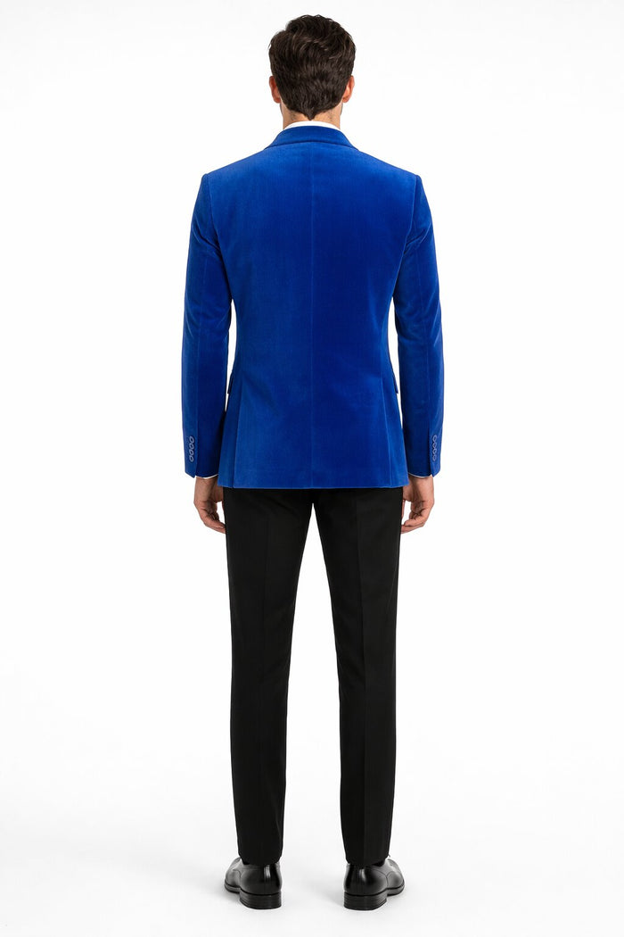 Men's Fashion 2 Button Velvet Jacket Royal Blue Men's blazer Jacket