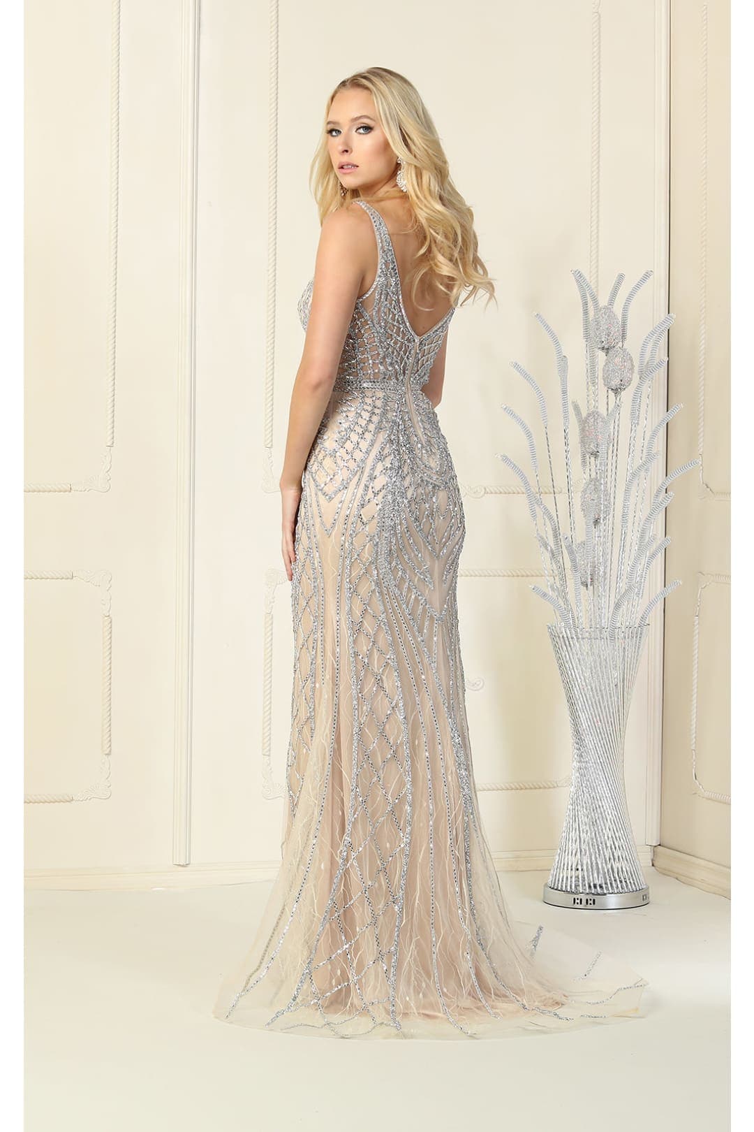 Royal Queen RQ7931 Embellished Sleeveless V-Neck Mermaid Formal Prom Gown