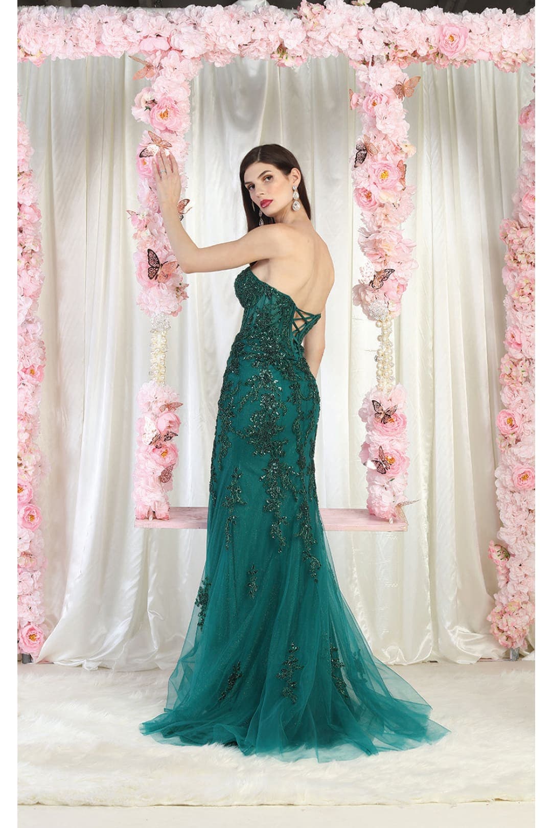 Royal Queen RQ8013 Embellished Strapless Boned Corset Evening Gown