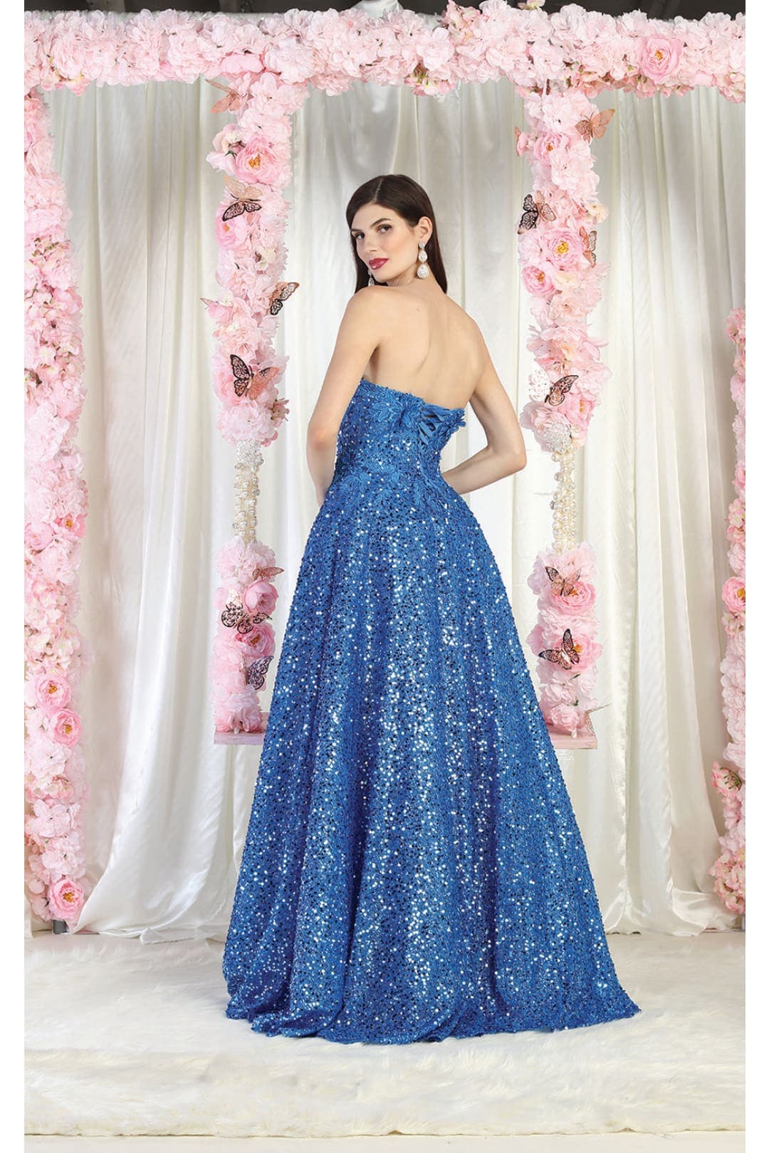 Sequin A-line Corset Prom Classy Formal Gown RQ8025