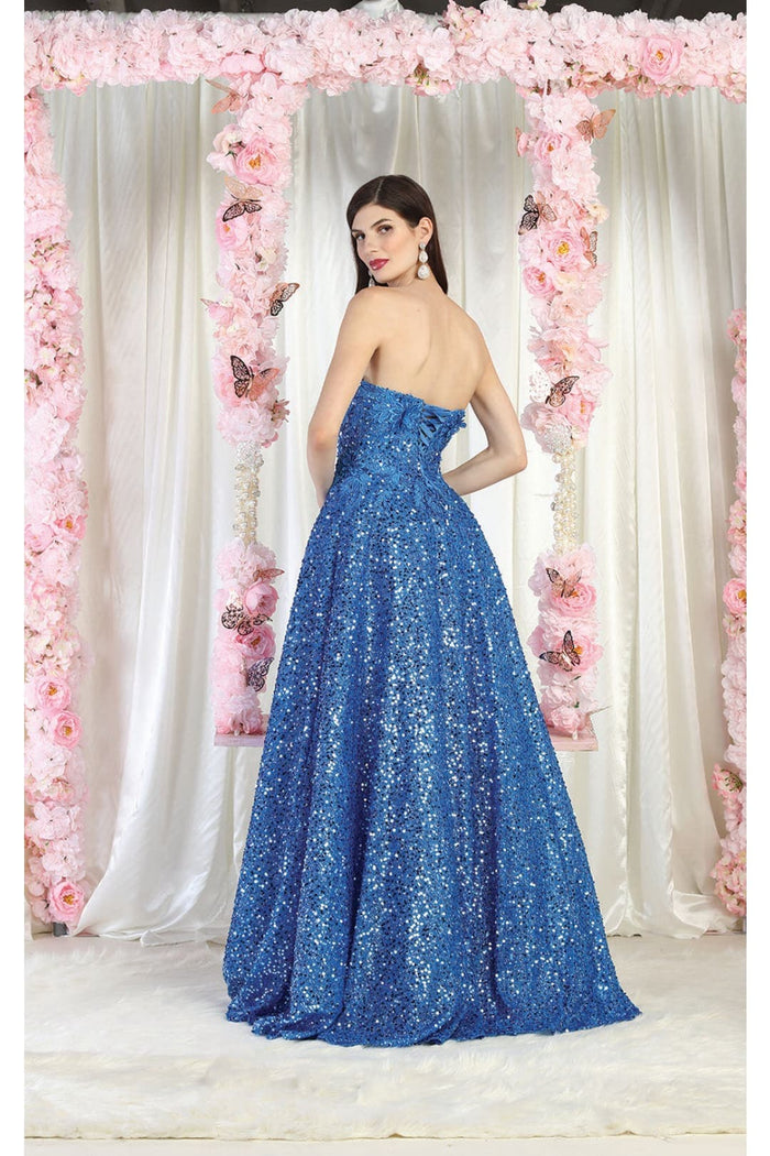 Sequin A-line Corset Prom Classy Formal Gown RQ8025