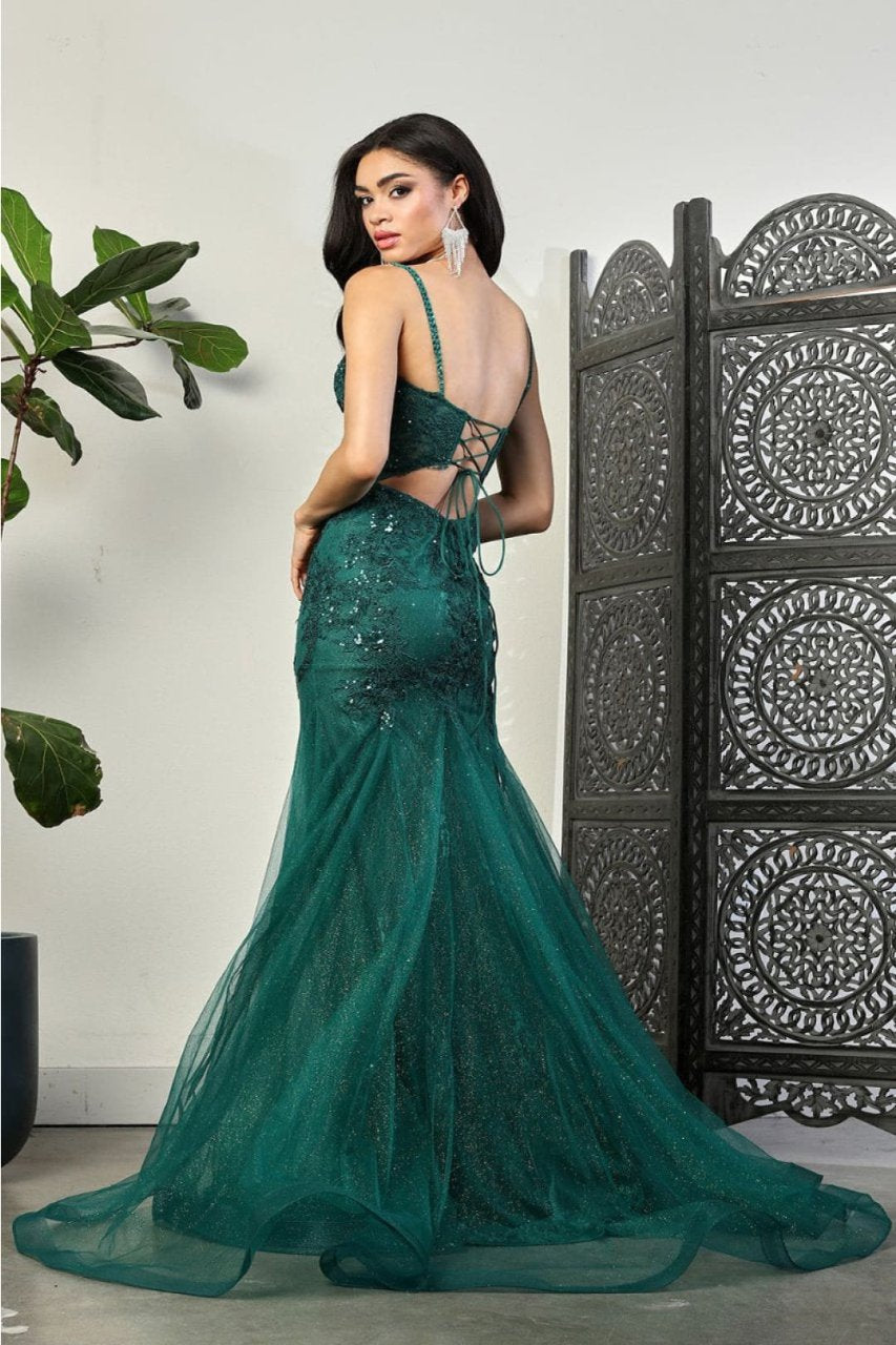 Royal Queen RQ8039 Spaghetti Strap Glitter V-Neck Prom Dress