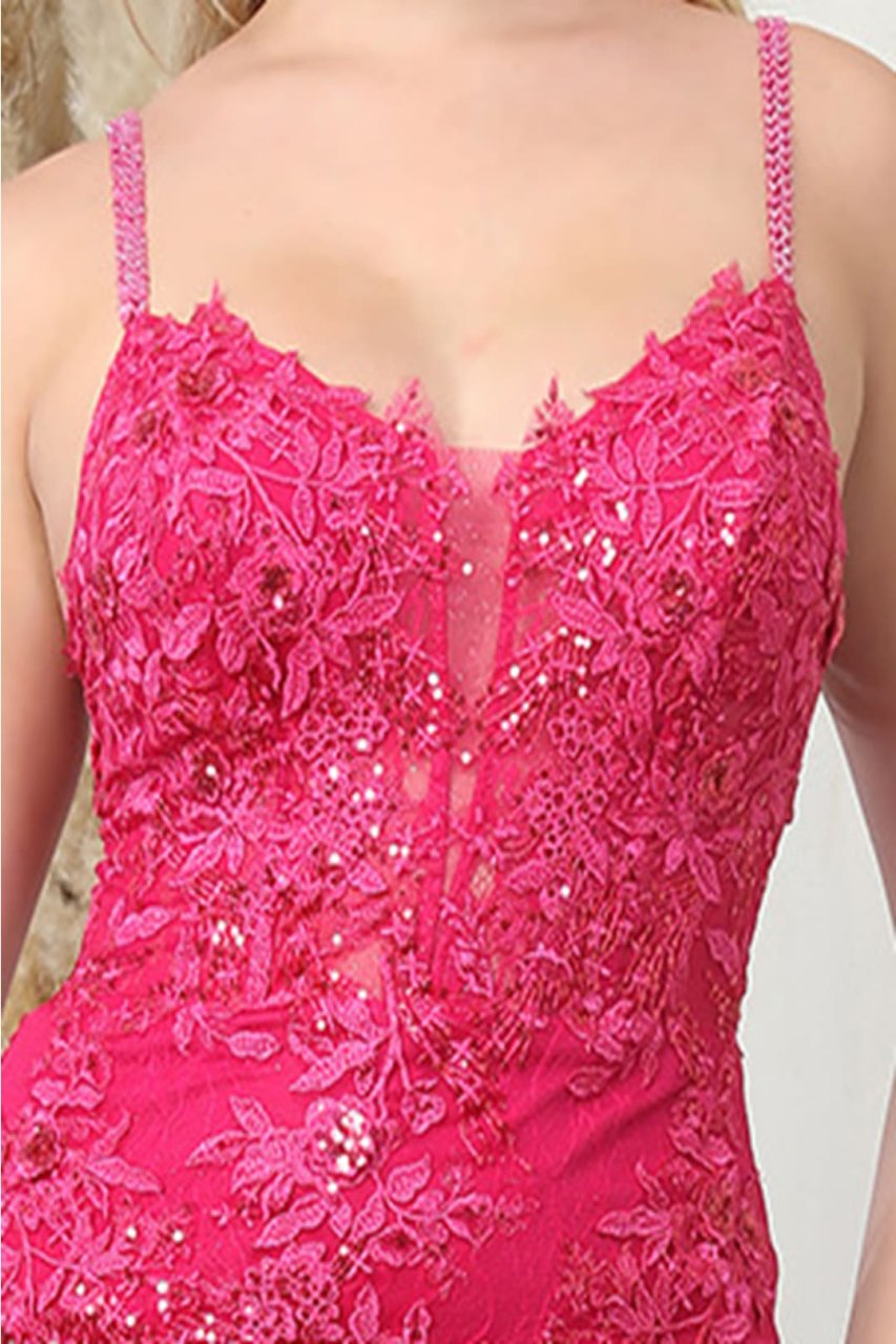 Royal Queen RQ8039 Spaghetti Strap Glitter V-Neck Prom Dress