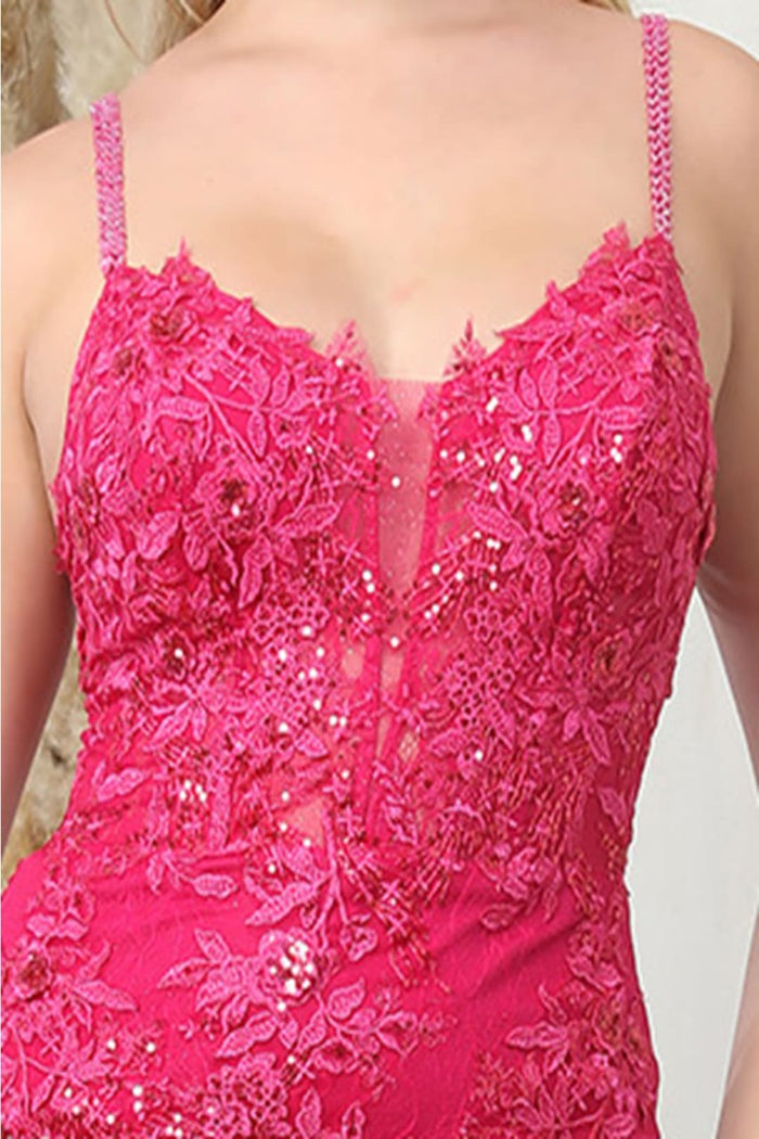 Royal Queen RQ8039 Spaghetti Strap Glitter V-Neck Prom Dress