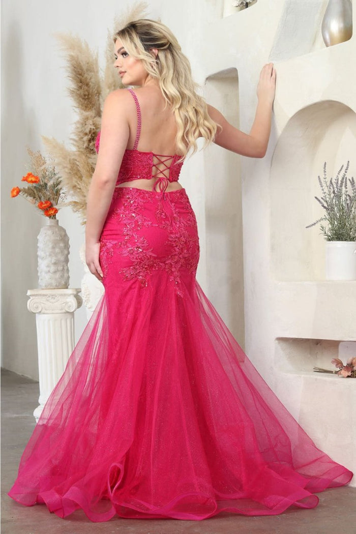 Royal Queen RQ8039 Spaghetti Strap Glitter V-Neck Prom Dress