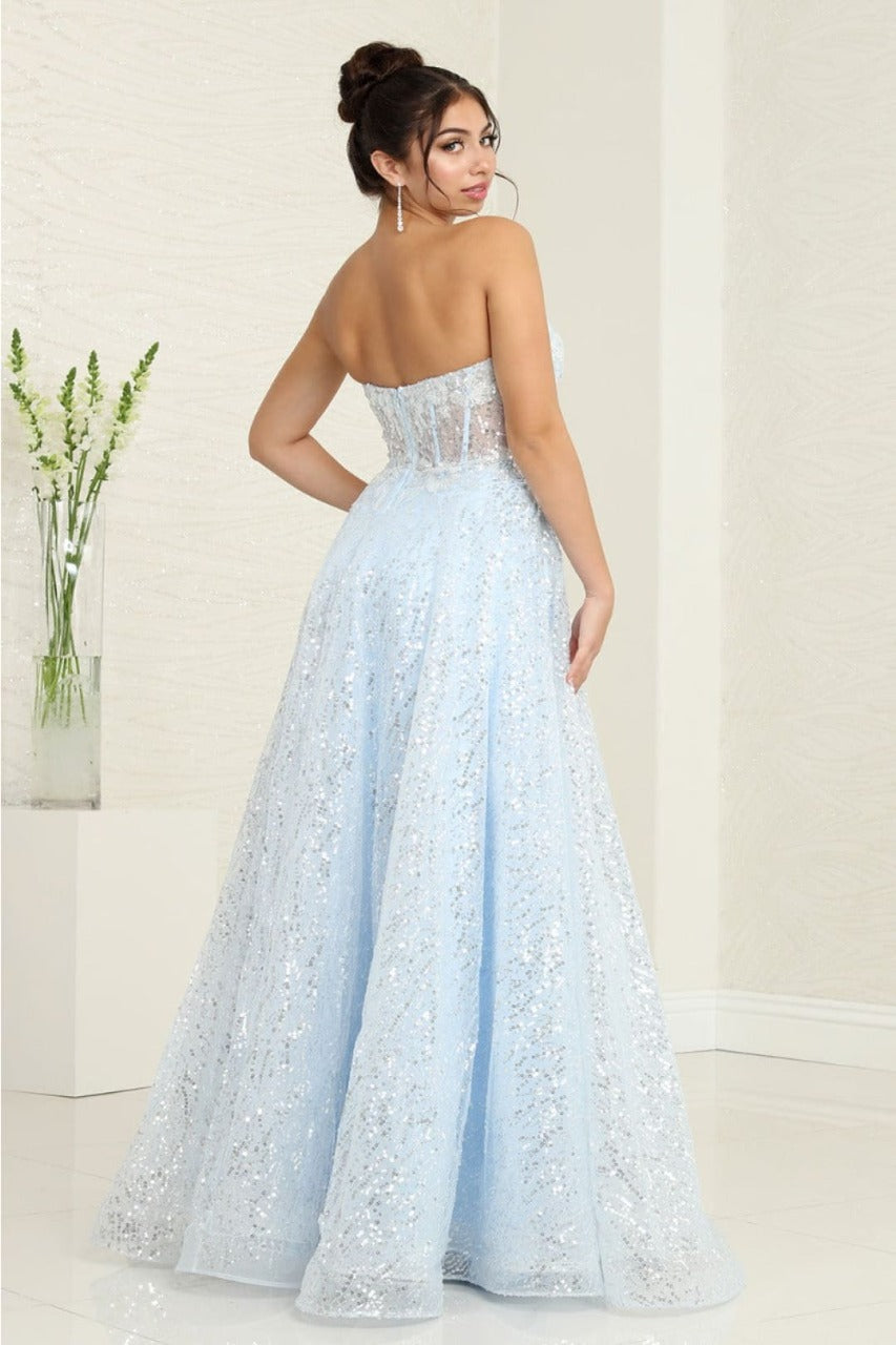 Royal Queen RQ8077 Embellished Corset Prom Sheer Sequin Gown
