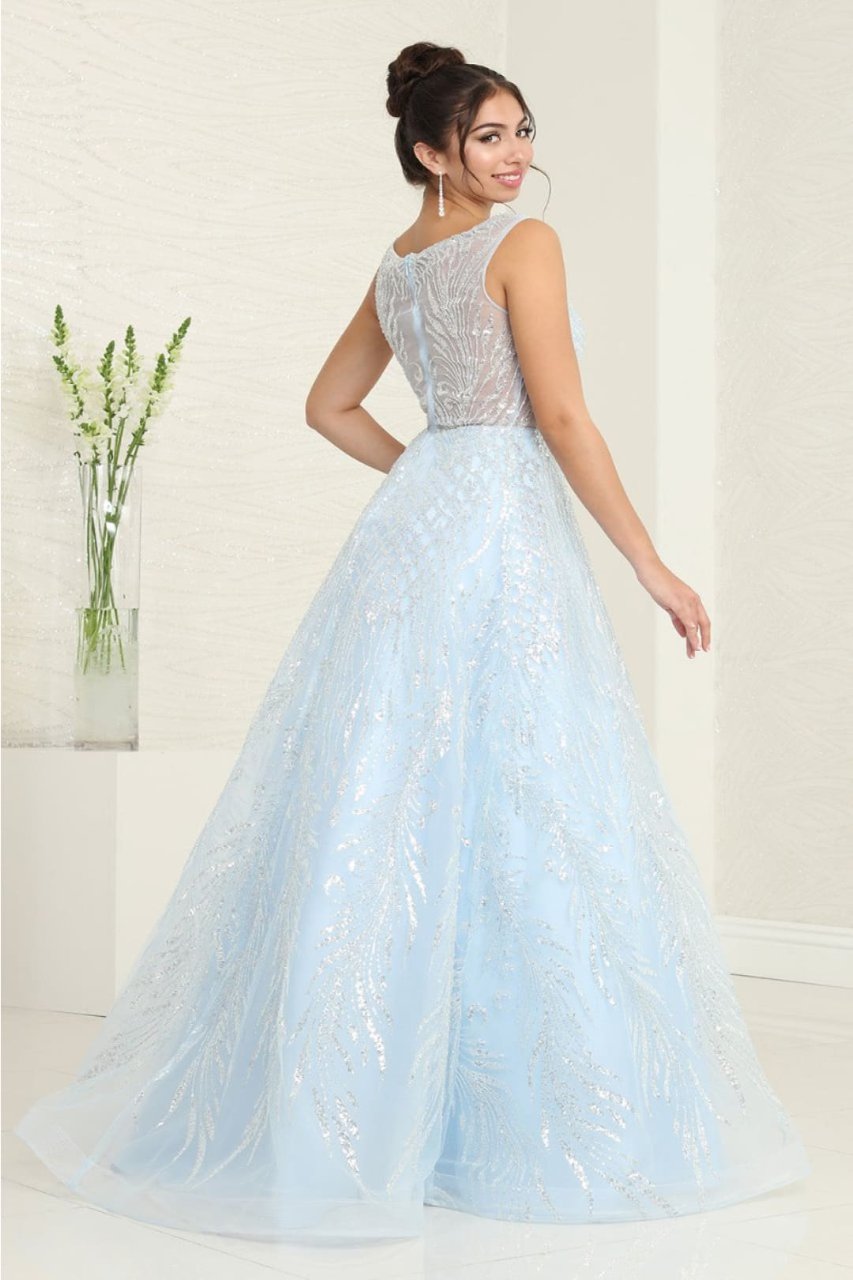 Royal Queen RQ8081 A-Line illusion Bodice Scoop Neck Gala Gown