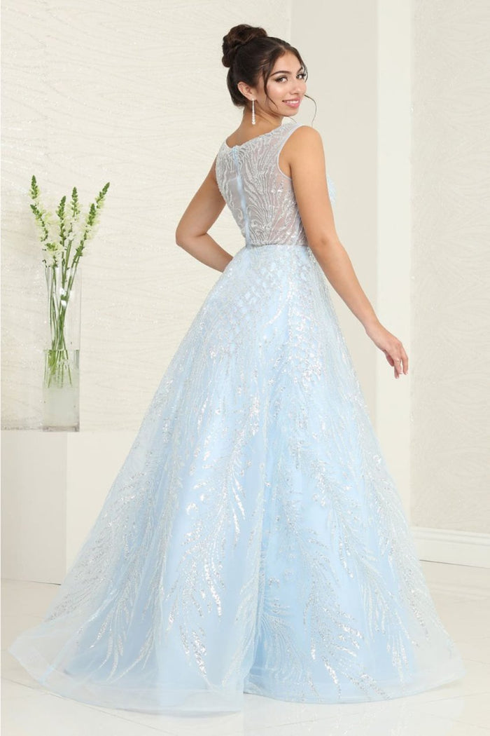 Royal Queen RQ8081 A-Line illusion Bodice Scoop Neck Gala Gown