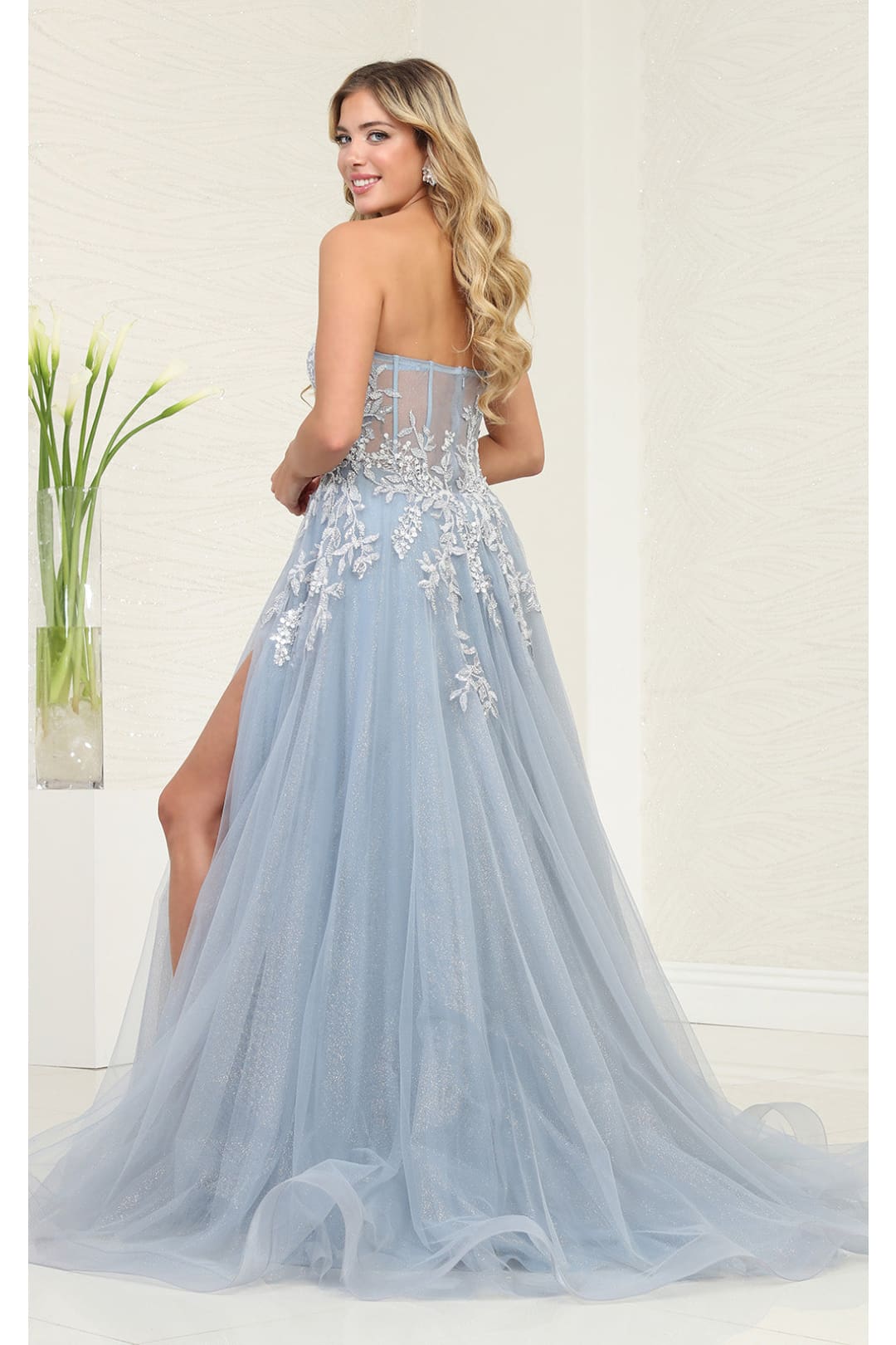 Royal Queen RQ8135 Off-Shoulder Prom Gown with Embellished Embroidery