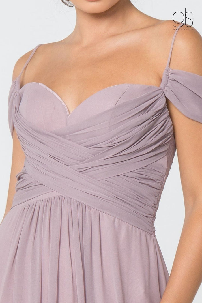 Ruched A-line Cold Shoulder Dress by Elizabeth KGL2824