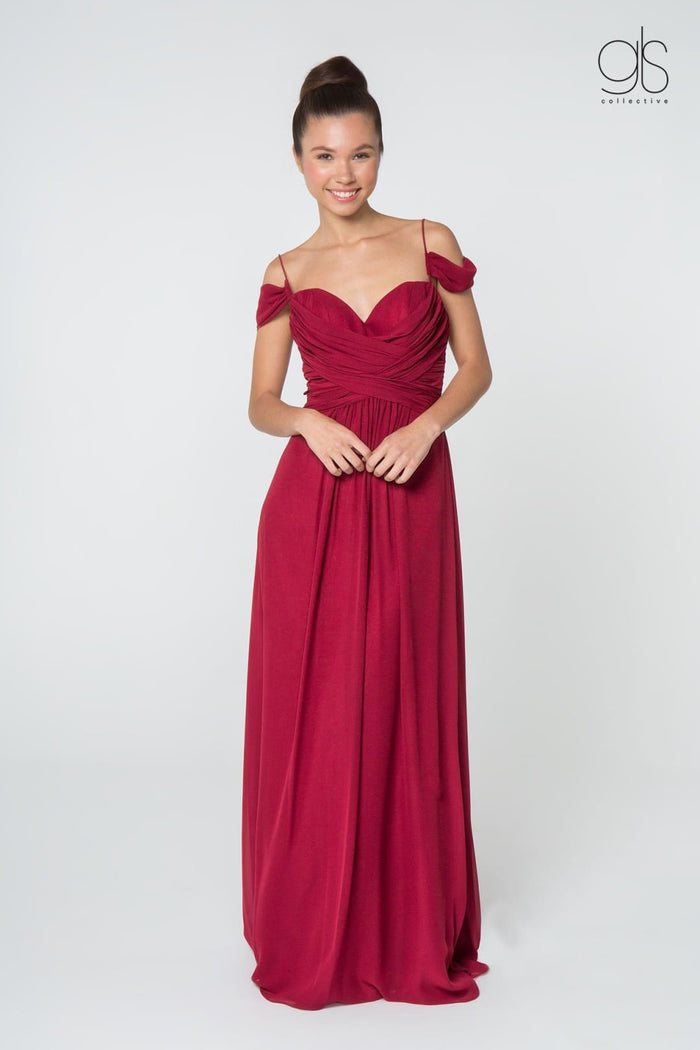 Ruched A-line Cold Shoulder Dress by Elizabeth KGL2824