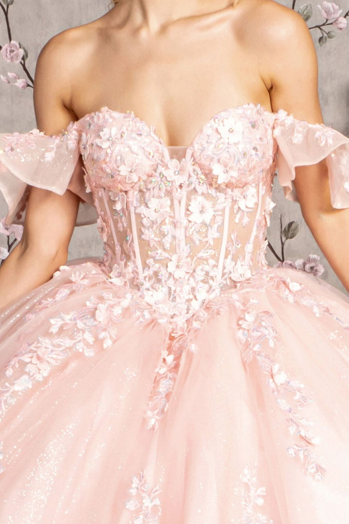 Ruffled Off Shoulder Corset Ball Gown by GLS Gloria GL3475
