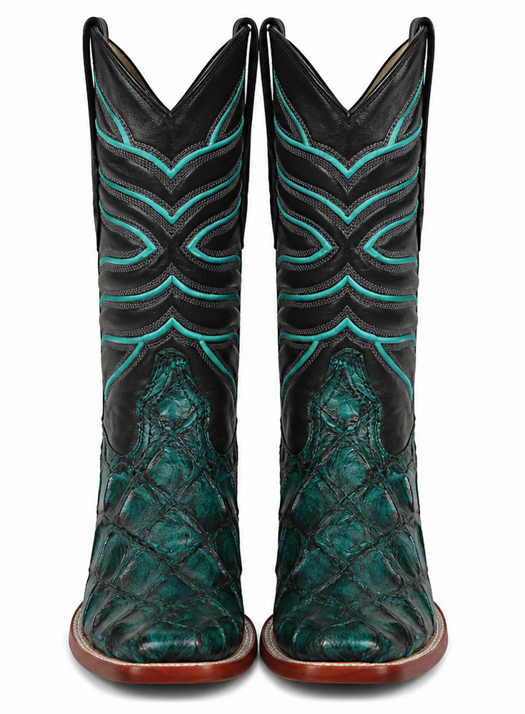 Rustic Turquoise Pirarucu Boots