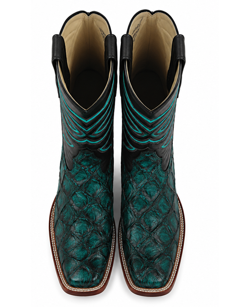 Rustic Turquoise Pirarucu Boots