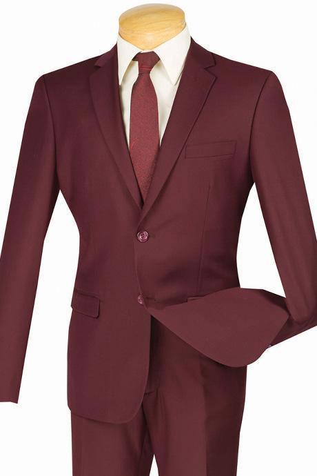 Burgundy Slim Fit Two Piece Suit for Men