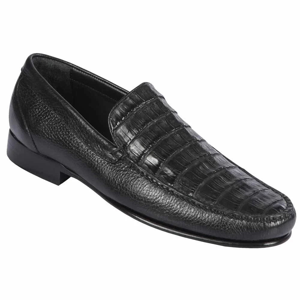 Executive Black Crocodile & Calfskin Slip-Ons