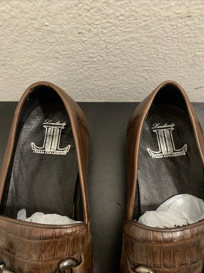 Men’s Regal Brown Crocodile & Calfskin Slip-On Shoes