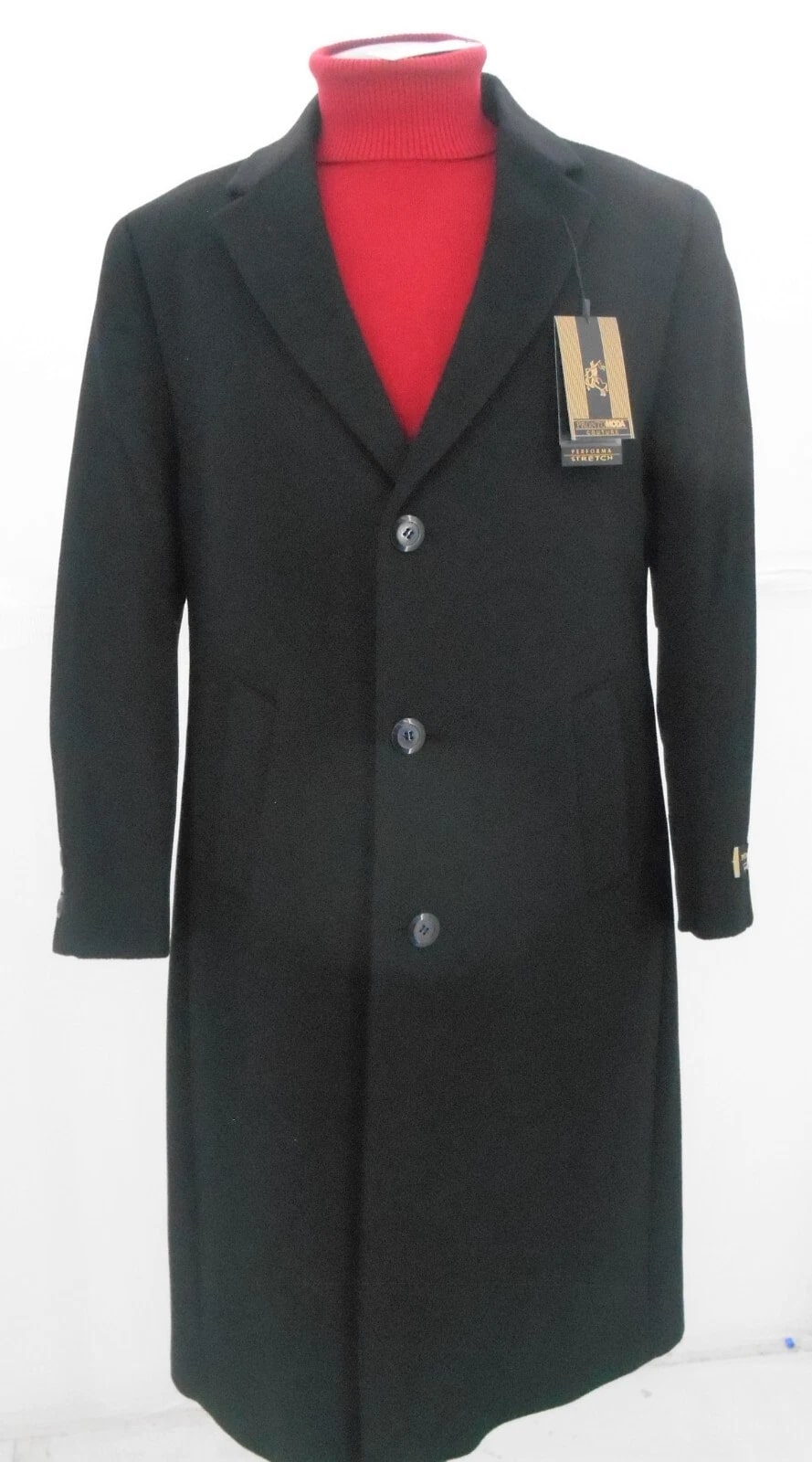 Black Wool Cashmere Topcoat for Men – Classic Long Formal Overcoat