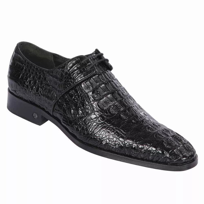Black Crocodile Leather Men's Lace-Up Oxfords