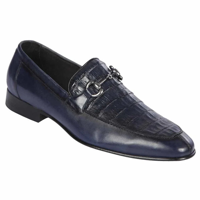 Men's Navy Exotic Crocodile Leather Slip-On Loafers
