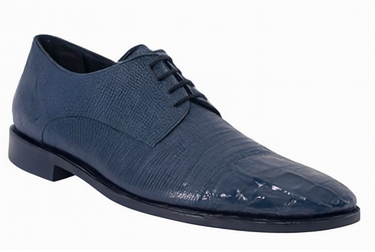 Los Altos Navy Lizard Crocodile Cap Toe Shoes