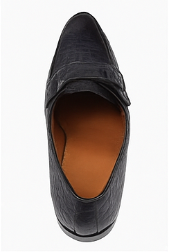 Men’s Navy Crocodile & Calfskin Slip-On Shoes