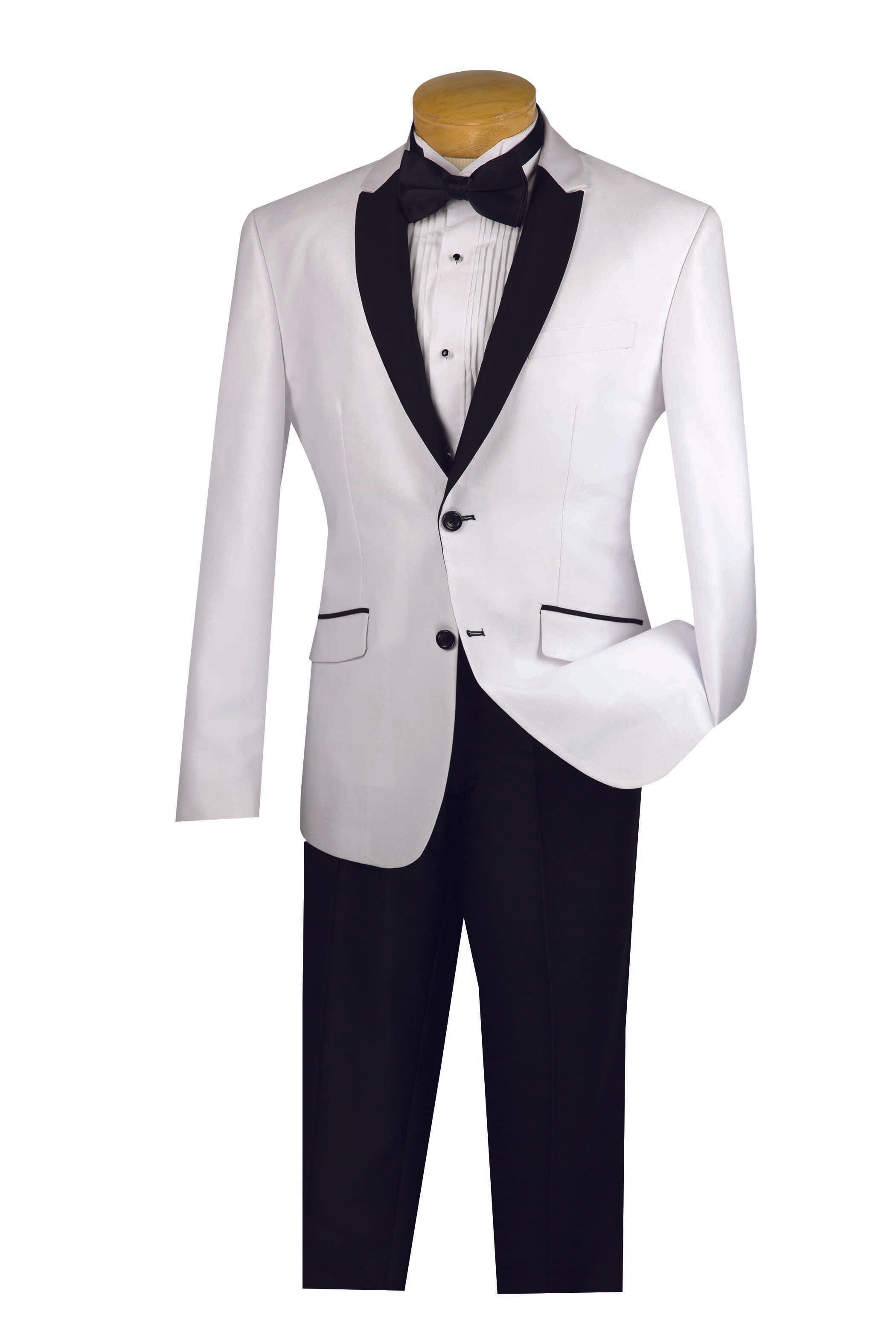Slim Fit Sharkskin Men's White 2 Piece Suit