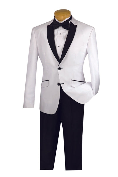 Slim Fit Sharkskin Men's White 2 Piece Suit