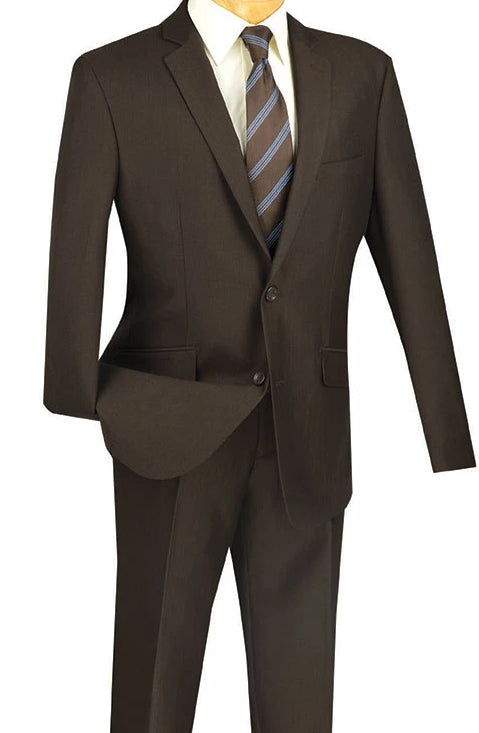 Men's Slim 2 Piece Suit Brown by Vinci