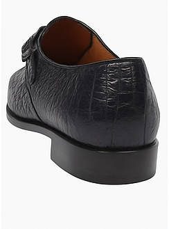 Men’s Navy Crocodile & Calfskin Slip-On Shoes