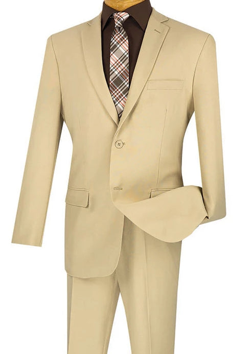 Beige Slim Fit 2 Piece Business Suit for Men