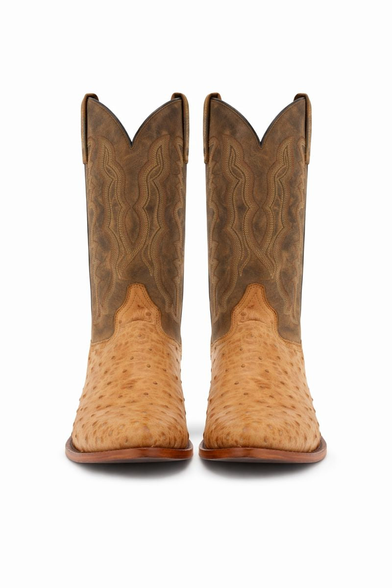Dan Post Gehrig Full Quill Ostrich Boots - Saddle