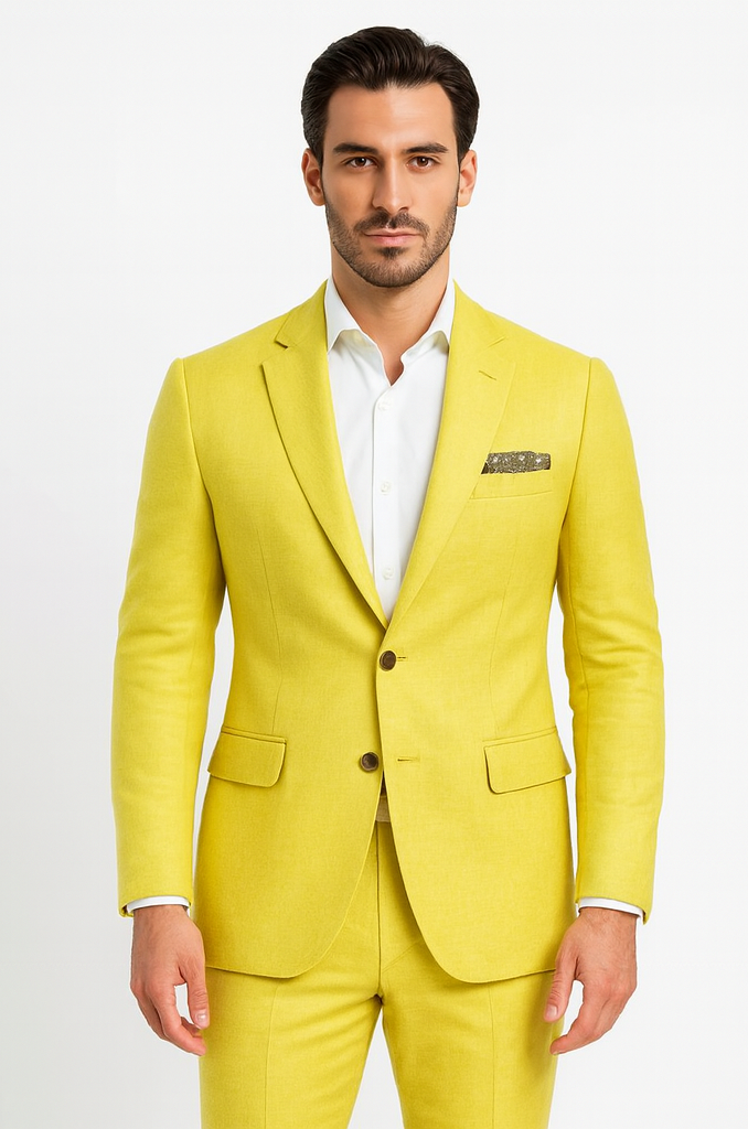 Safari Yellow Big and Tall Linen Suit
