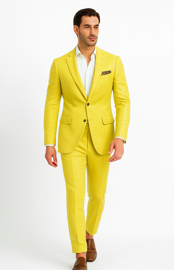 Safari Yellow Big and Tall Linen Suit