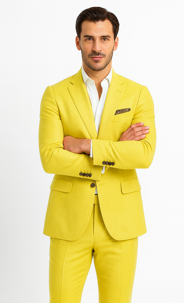 Safari Yellow Big and Tall Linen Suit