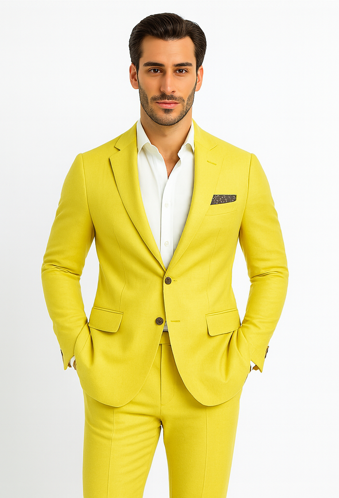 Safari Yellow Big and Tall Linen Suit