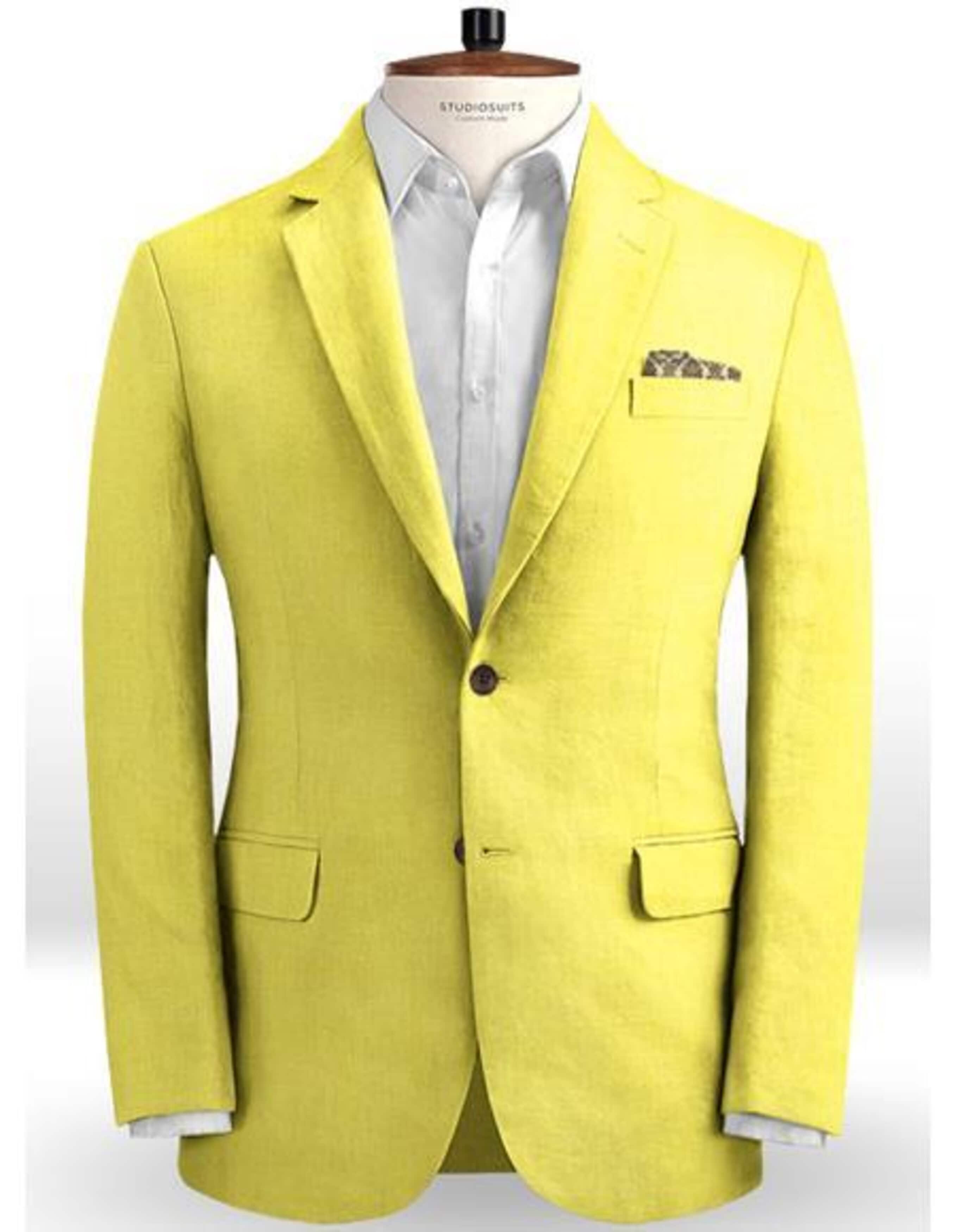 Safari Yellow Linen Suit for Men - Summer Edition