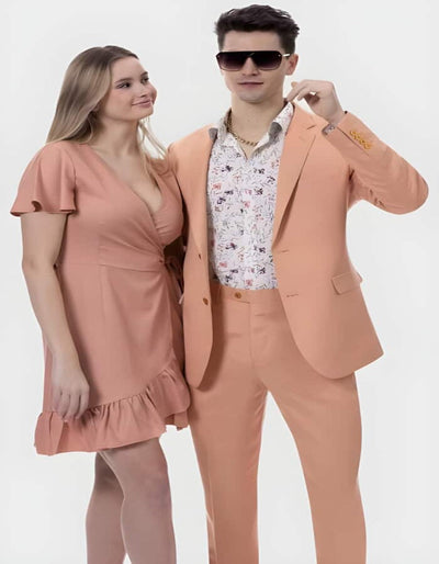 Salmon Linen Summer Suit for Men