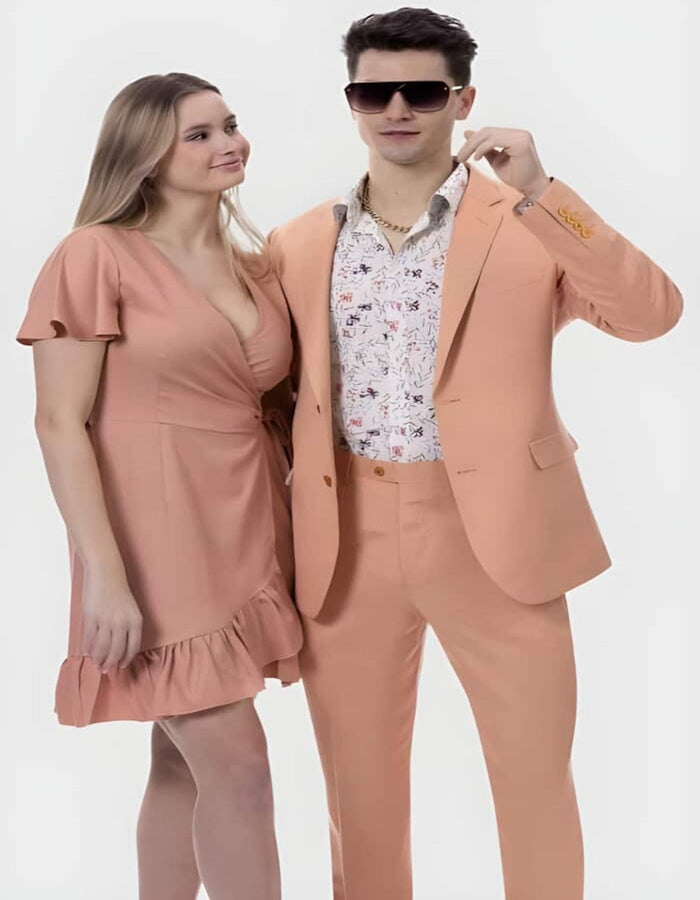 Salmon Linen Summer Suit for Men