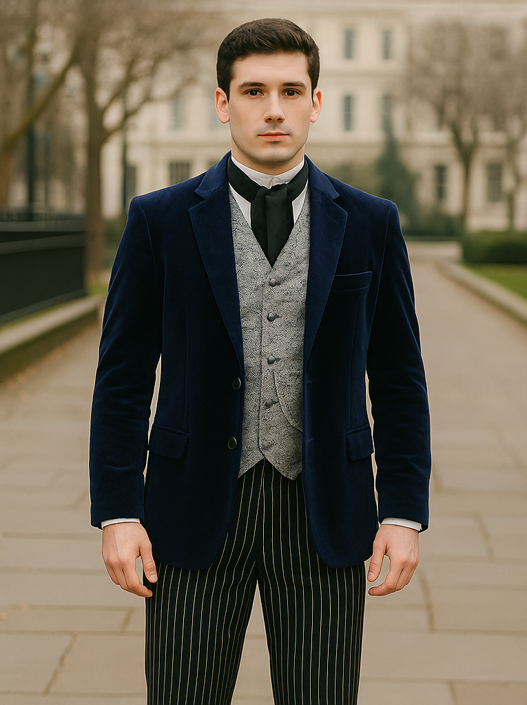 Sapphire Velvet Roderick Smoking Jacket – Luxurious Men's Evening Wear