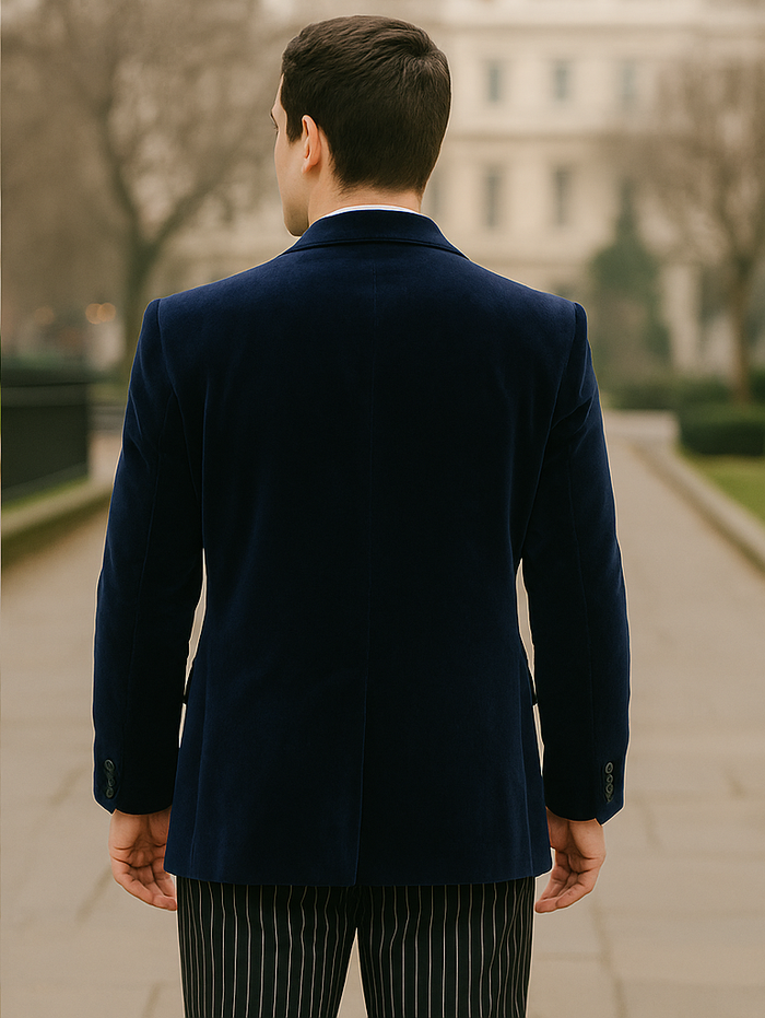 Sapphire Velvet Roderick Smoking Jacket – Luxurious Men's Evening Wear