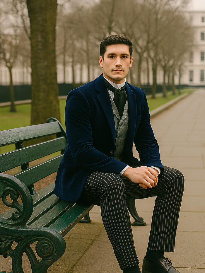 Sapphire Velvet Roderick Smoking Jacket – Luxurious Men's Evening Wear