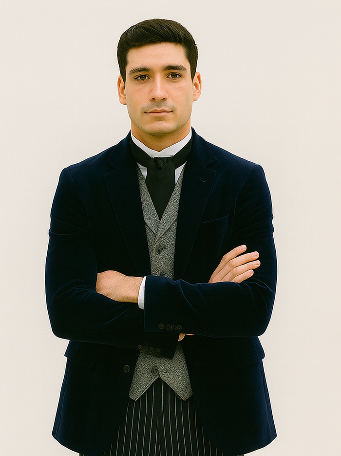 Sapphire Velvet Roderick Smoking Jacket – Luxurious Men's Evening Wear