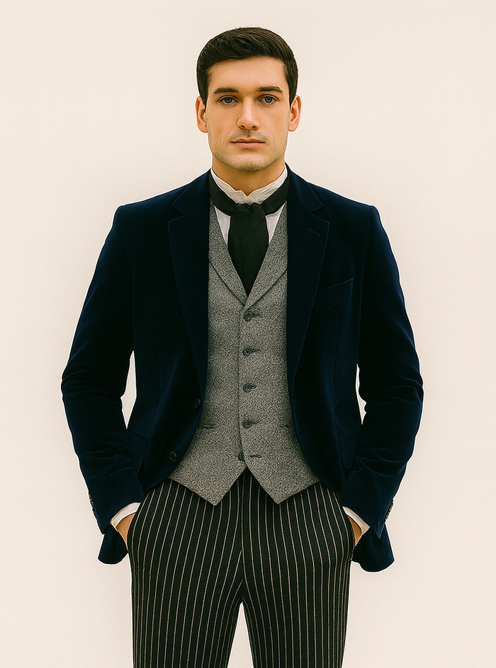 Sapphire Velvet Roderick Smoking Jacket – Luxurious Men's Evening Wear