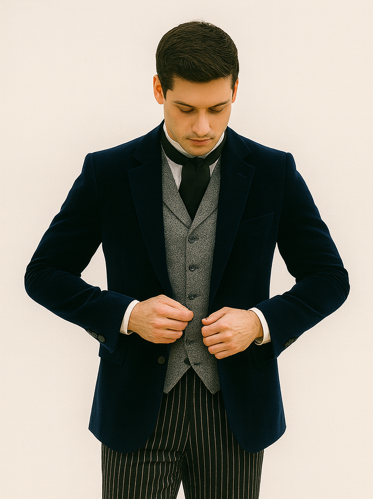 Sapphire Velvet Roderick Smoking Jacket – Luxurious Men's Evening Wear