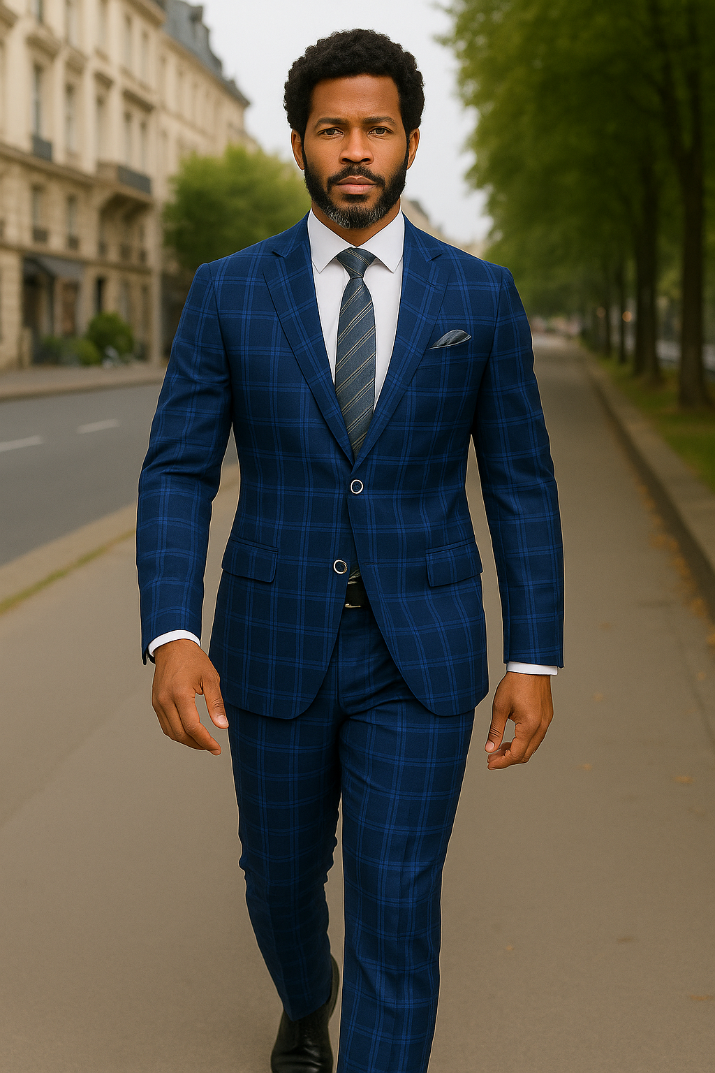 Italian Made Bold Plaid Wool Business Suit