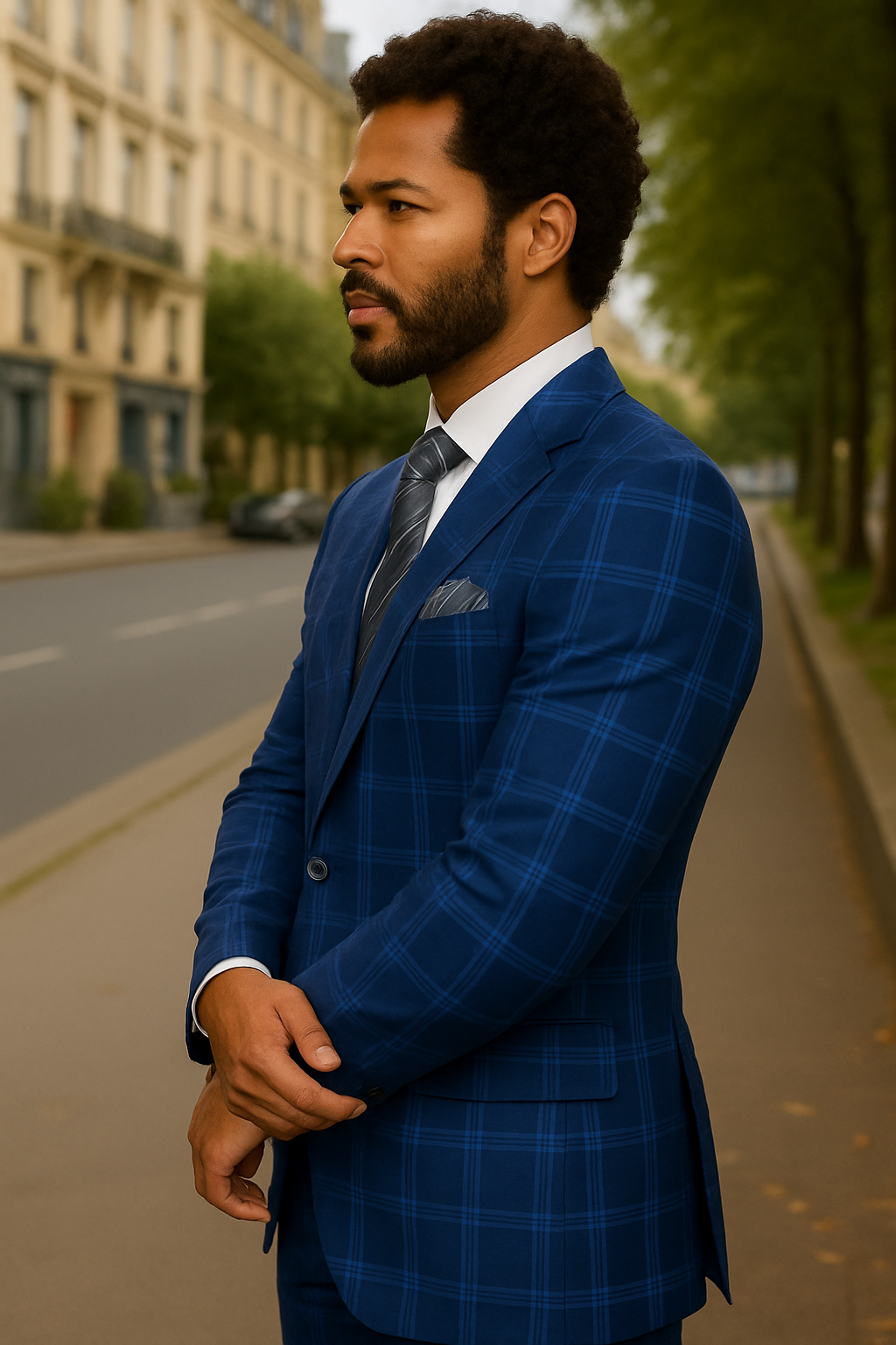 Italian Made Bold Plaid Wool Business Suit