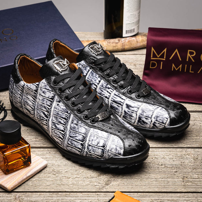 Marco_Di_Milano Saulo Newspaper Black Leather Luxury Shoe
