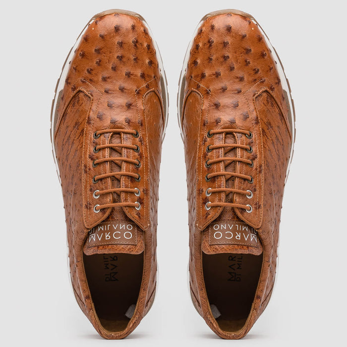 Marco Di Milano Scanno Cognac Ostrich Quill Sneakers